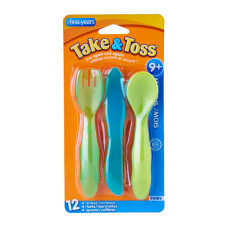 THE FIRST YEARS Take & Toss Toddler Flatware (4knives/4forks/4spoons)